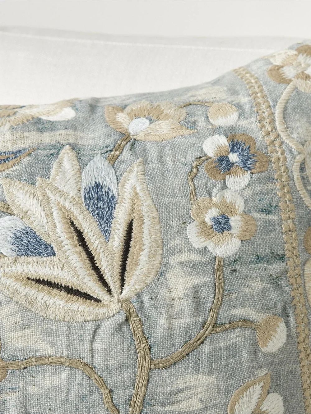 Set of Pottery Barn 18” Embroidered pillows with down inserts